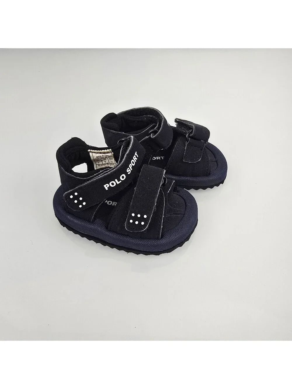 Polo Sport Ralph Lauren Tiny Newborn Baby Shoes Sandals Navy Blue White Logo 0